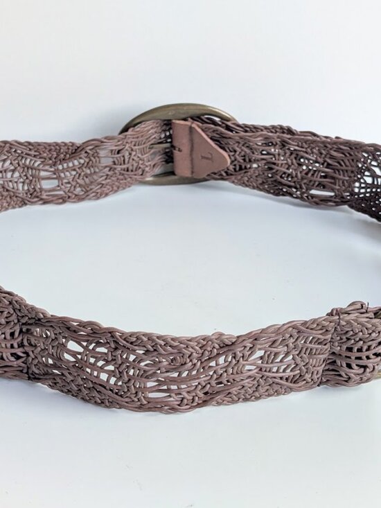Cabi Wide Waist Belt Womens Size Large Brown Genuine Leather Woven Braided Boho main image 3